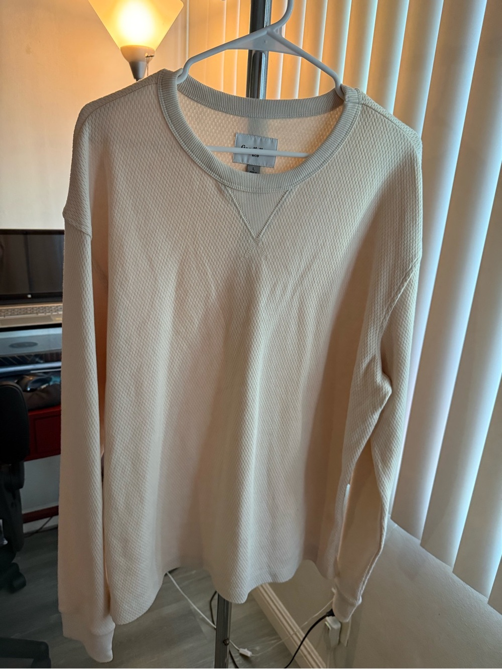Goodfellow & Co Cream Waffle-Knit Crewneck Sweater
